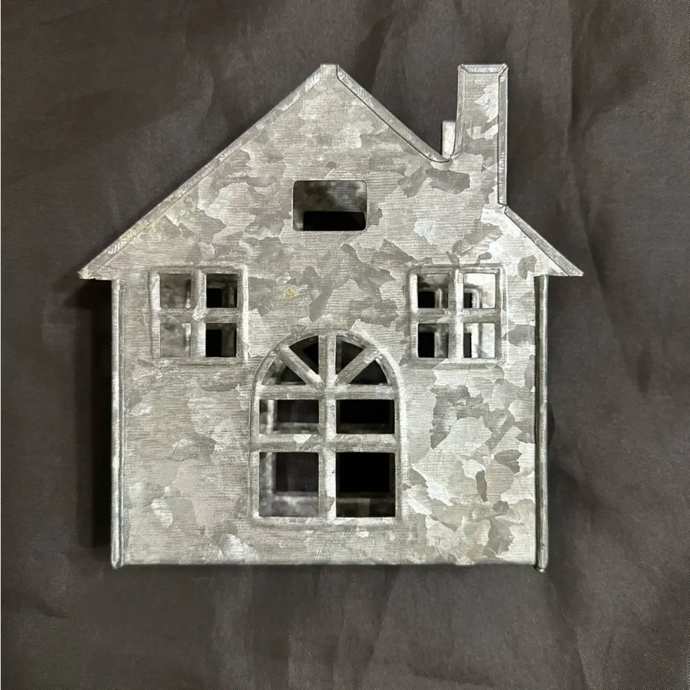 Galvanized Gray Metal House Napkin Holder